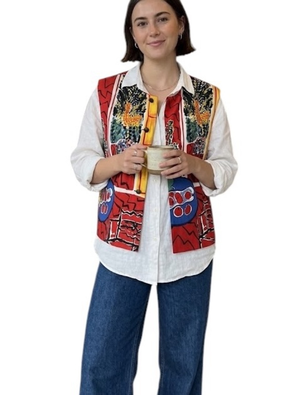 Vintage Doncaster  Red and Blue Impressionist Inspired Vest